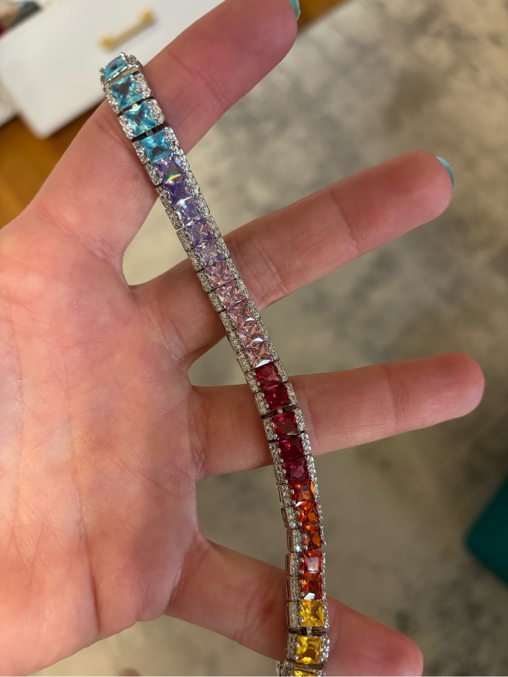 Multi-Color Crystal Tennis Bracelet - Picture 3 of 7